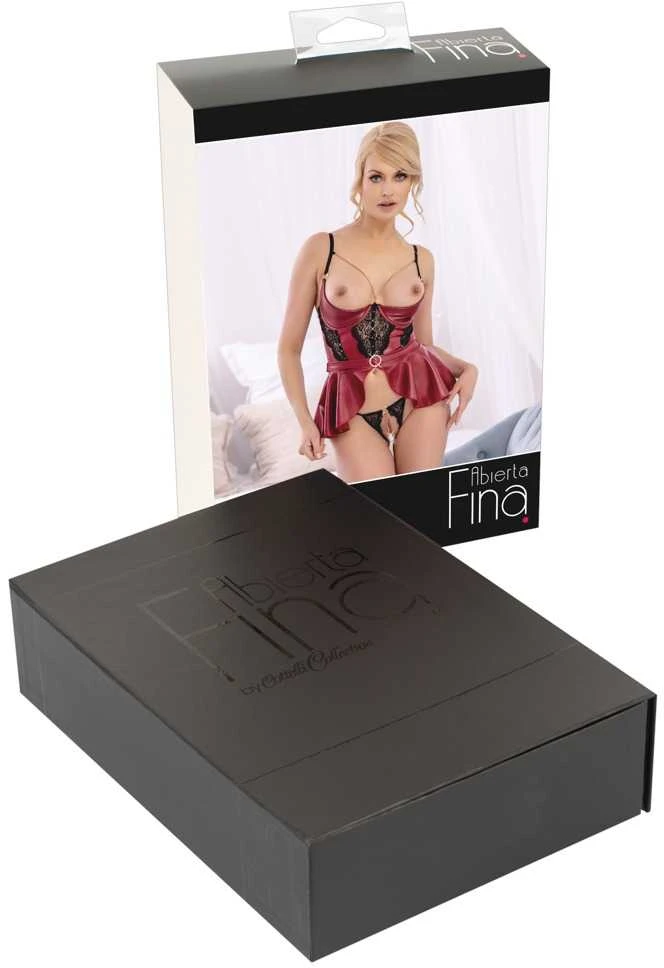 Abierta Fina seksualus 2 dalių komplektas Shelf Bra Set red 75B/S