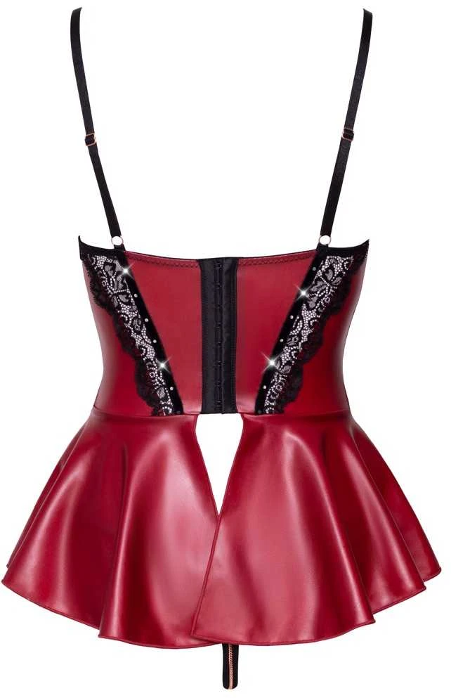 Abierta Fina seksualus 2 dalių komplektas Shelf Bra Set red 75B/S