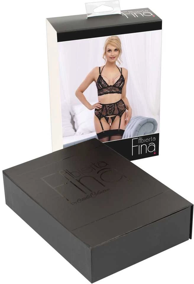 Abierta Fina seksualus 3 dalių komplektas Bra Suspender Set L