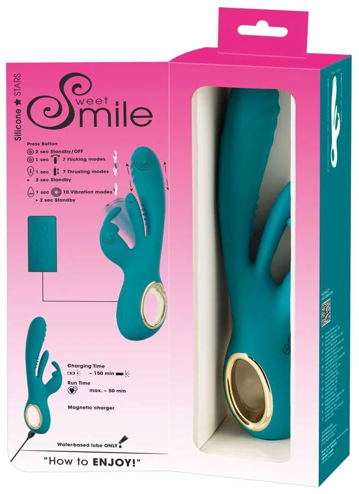 Vibratorius „Smile Rabbit“ su stūmoklio funkcija