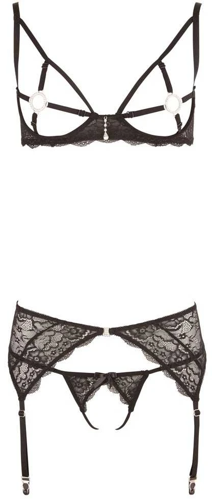 Abierta Fina Suspender Set with Gems M