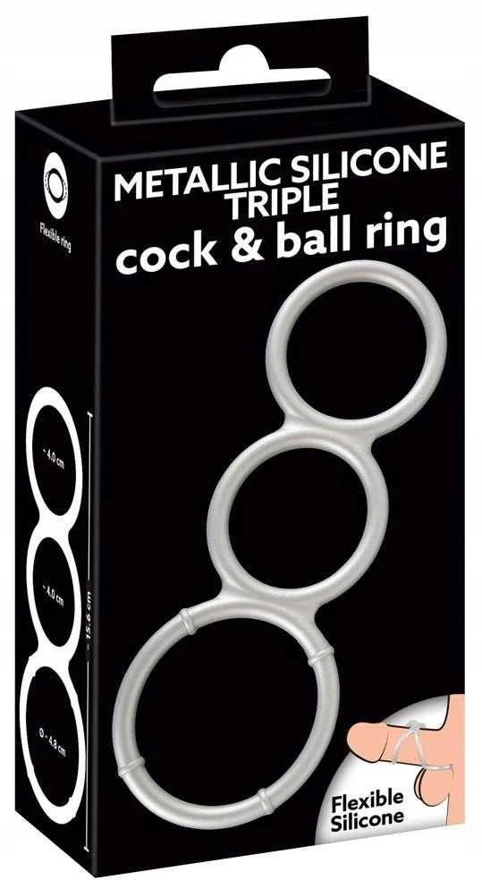 RING „You2Toys“ metalinis silikoninis trigubas žiedas