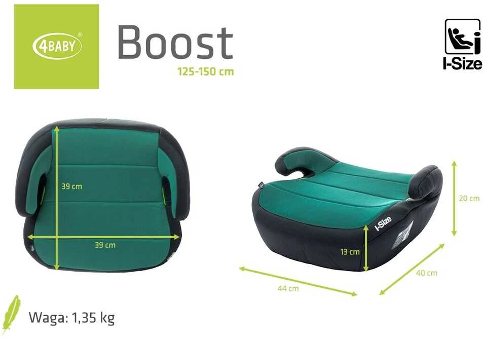 4 BABY BOOST automobilinė kėdutė 125-150cm TAMSIAI ŽALIA I-SIZE