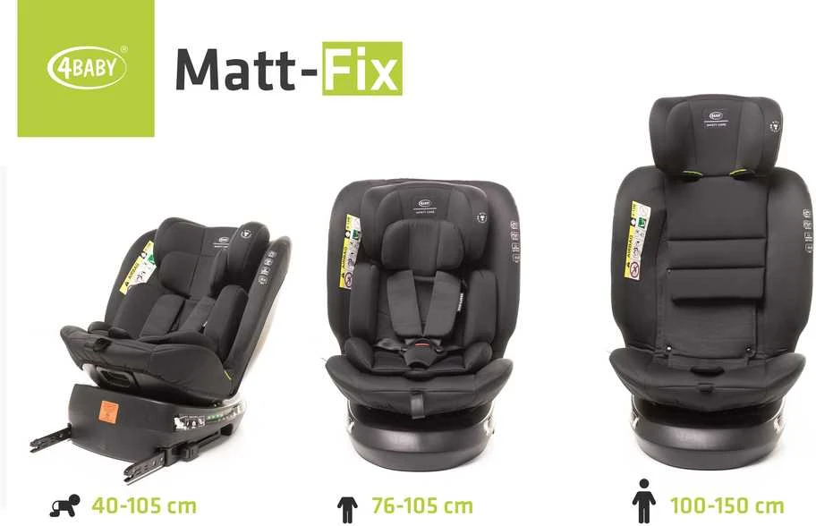 4Baby 4 BABY automobilinė kėdutė Matinis-FIX 40-150cm JUODA I-SIZE