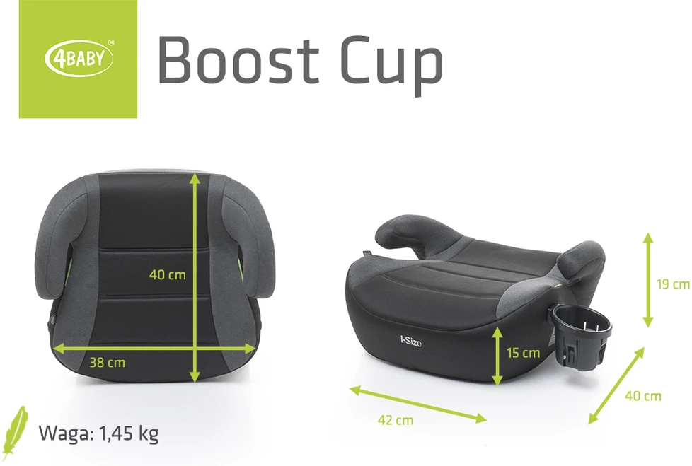 4Baby autokėdutė puodelio laikiklis BOOST 125-150CM tamsiai pilka I-SIZE
