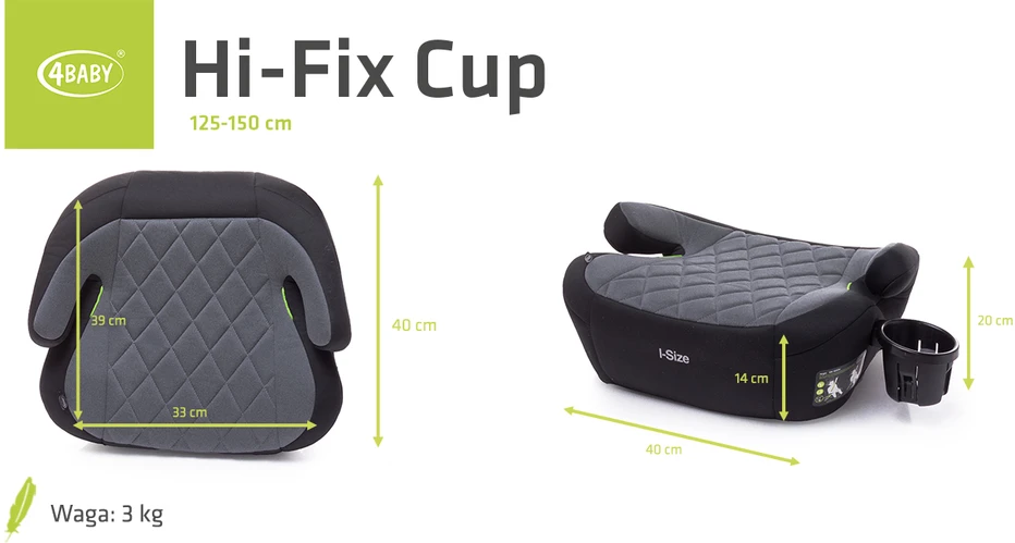 4Baby autokėdutė puodelio laikiklis HI-FIX 40-150CM pilka I-SIZE