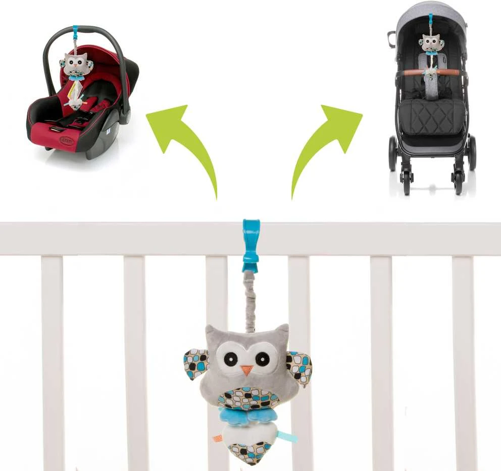 4Baby muzikinas žaislas vežimėliui pelėdžiukas rožinis OP01