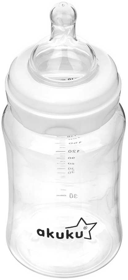 Akuku buteliukas 240 ml., plataus kaklelio, nesukeliantis dieglių, A0107