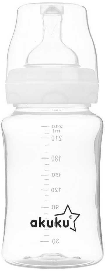Akuku buteliukas 240 ml., plataus kaklelio, nesukeliantis dieglių, A0107