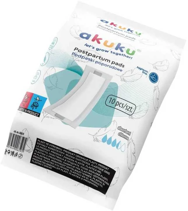 Akuku higieniniai įklotai po gimdymo, 10 vnt., A0659