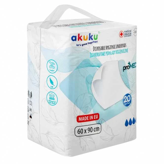 Akuku vienkartiniai higieniniai paklotai proMED, 60x90cm, 20 vnt. A0144
