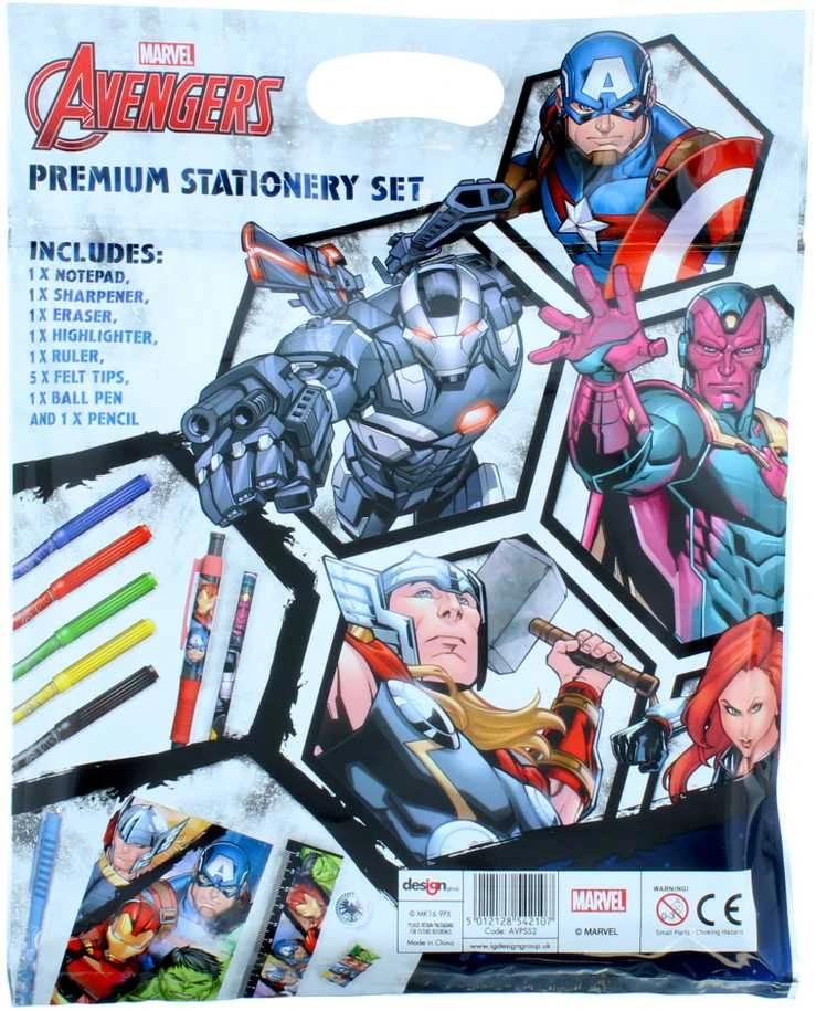 AVENGERS piešimo ir rašymo rinkinys, 12 dalių, PREMIUM STATIONERY SET