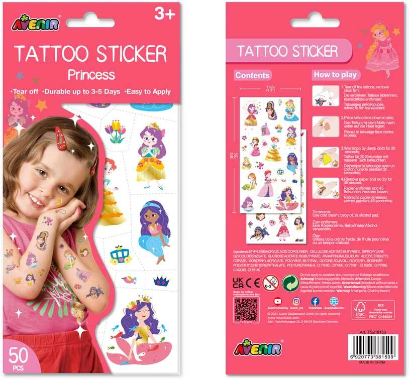 AVENIR Priklijuojamos tatuiruotės „Princesės“