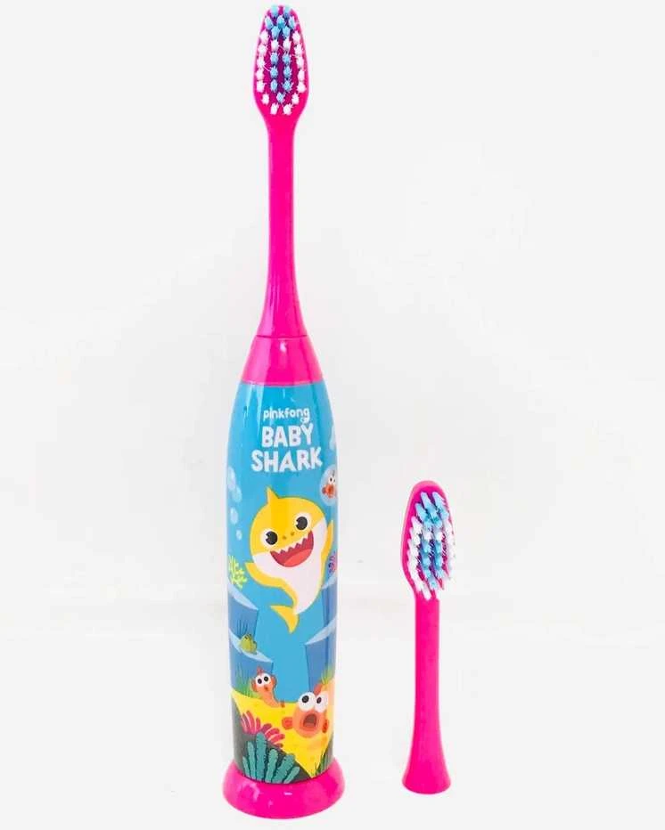 BABY SHARK elektrinis dantų šepetėlis nnuo 3 metų, su papildomu šepetėliu