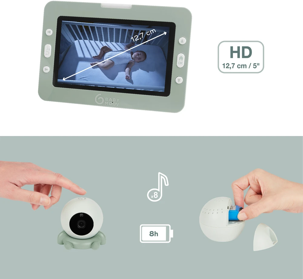 Babymoov mobili video auklė kūdikiui 5’’ YOO Go + HD A014433