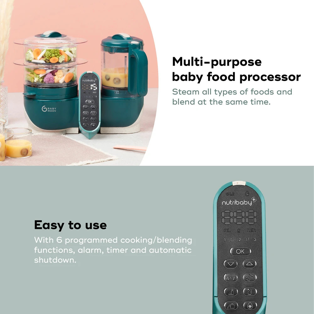 Daugiafunkcis virtuvės kombainas Babymoov Nutribaby 6-in-1, Žalios spalvos