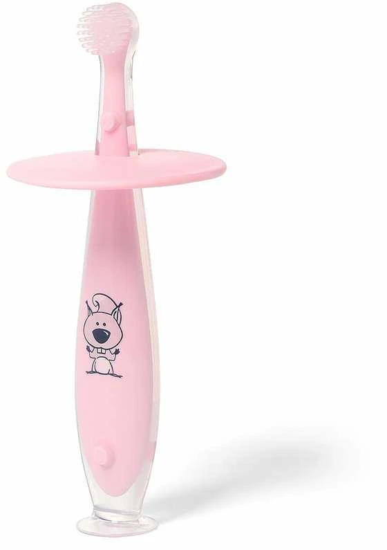 Baby Ono Babyono dantų šepetukas su siurbtuku nuo 6 mėn rožinis 551/02