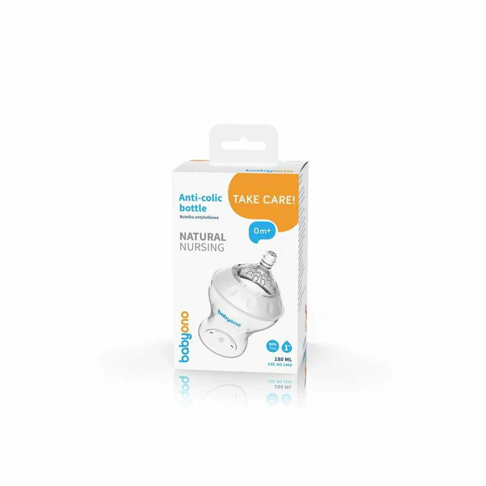 BabyOno Dieglių nesukeliantis buteliukas NATURAL NURSING 180 ml