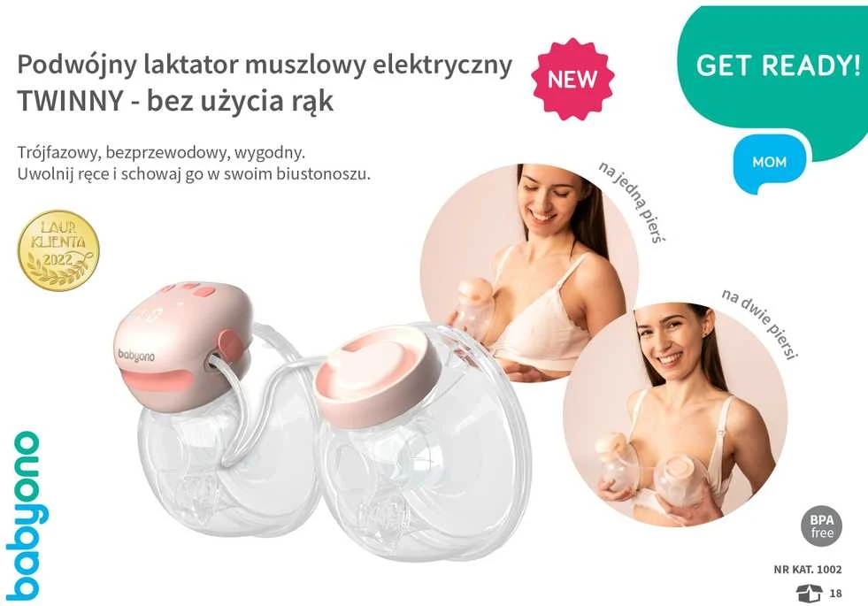 BabyOno dvigubas laisvų rankų elektrinis pientraukis, TWINNY, 1002