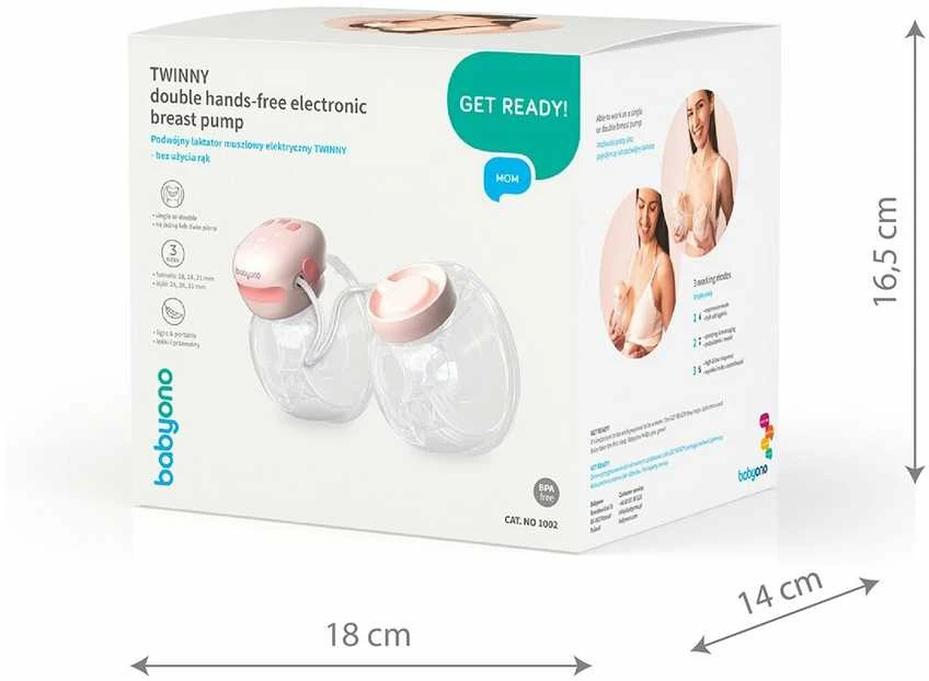 BabyOno dvigubas laisvų rankų elektrinis pientraukis, TWINNY, 1002