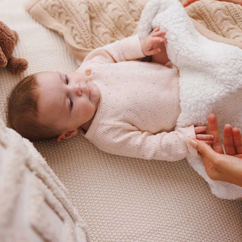 Purepower Babyono pledas medvilninis su flisu eglutė kreminis 1657