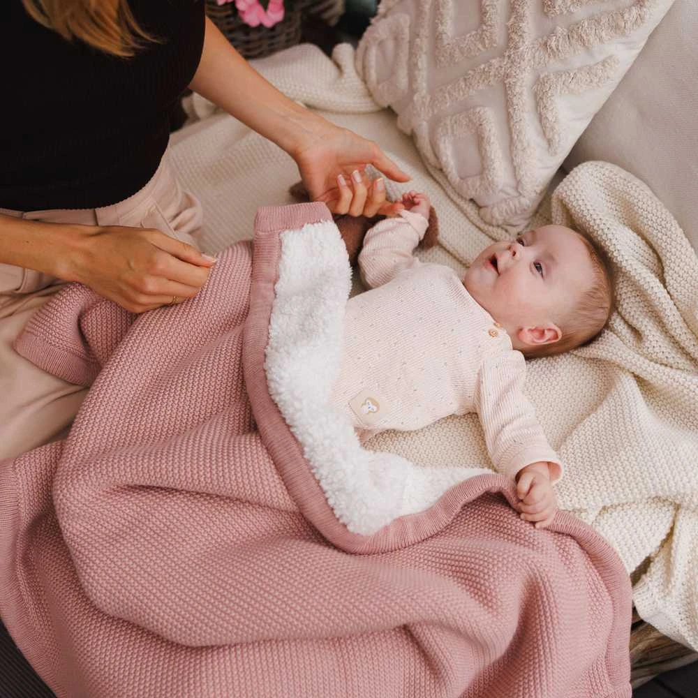 Purepower Babyono pledas medvilninis su flisu rožinis 1659/01