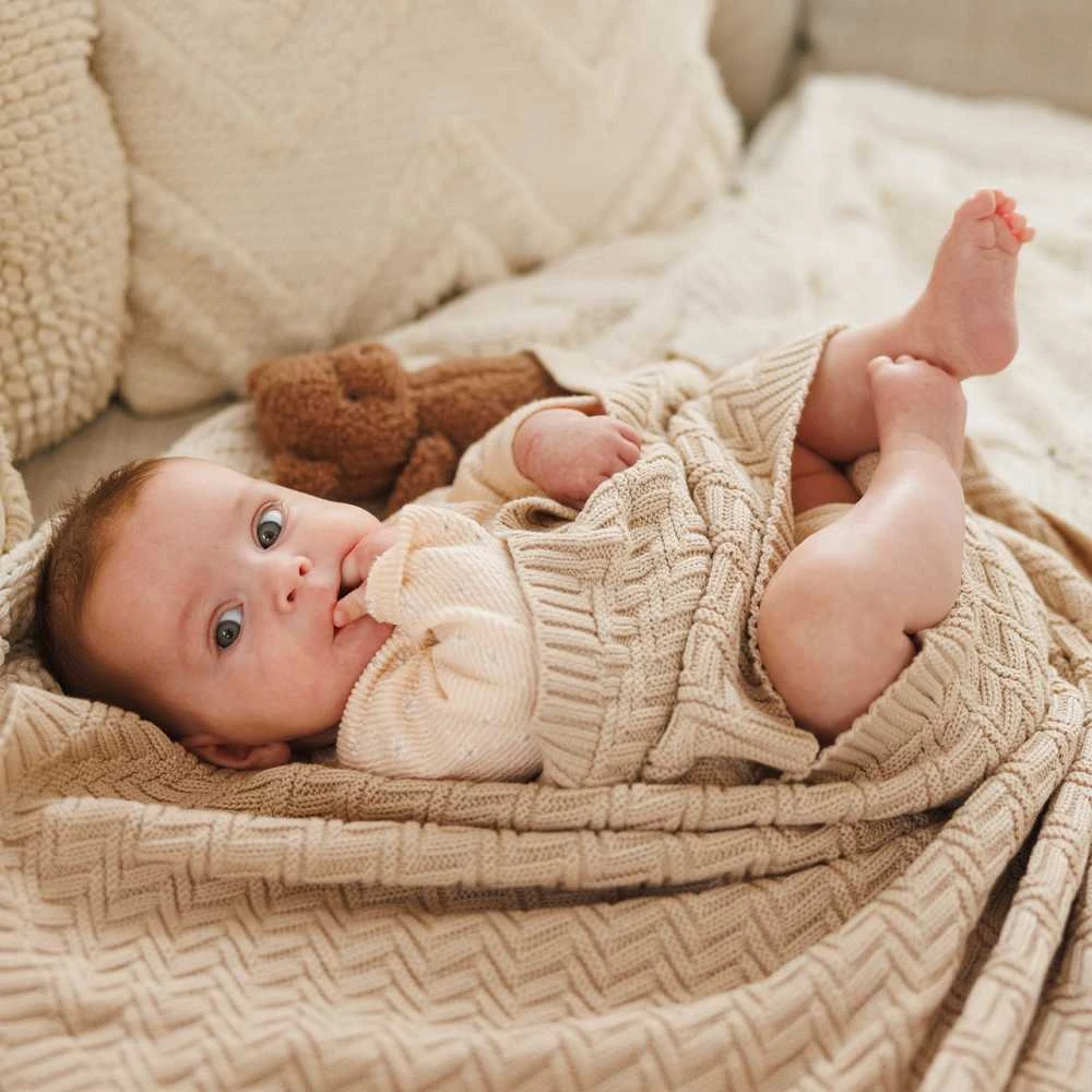 Purepower BabyOno pledas megztas medvilninis kreminis 1647/03