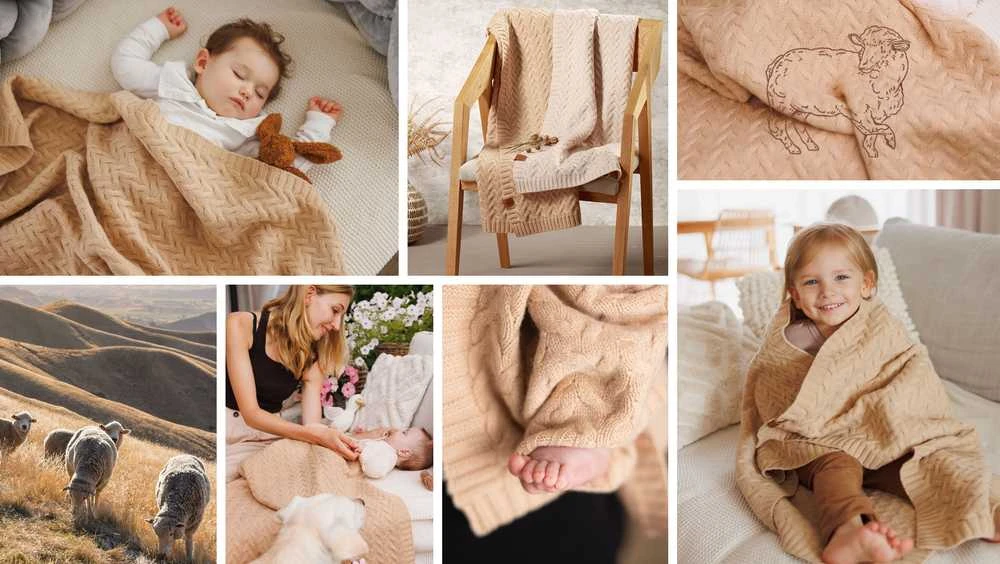 Baby Ono BabyOno pledas merino vilnos tamsiai kreminis 1648/02