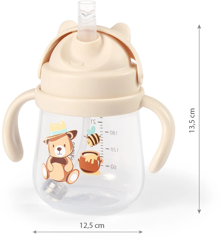 Babyono puodelis su šiaudeliu neišsiliejantis kreminis 1728/02