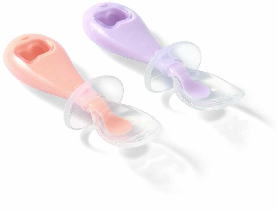 Baby Ono Babyono silikoniniai šaukšteliai 2vnt oranžinis violetinis 784/01