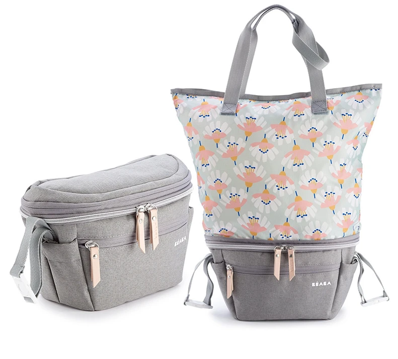 Beaba vežimėlio krepšys-mamos rankinė 2in1, POP UP TROLLER BAG BIARRITZ HEATHER, pilka