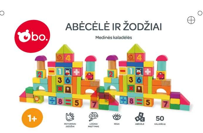 bo. Medinės kaladėlės „Abėcėlė ir žodžiai“ (lietuvių kalba)