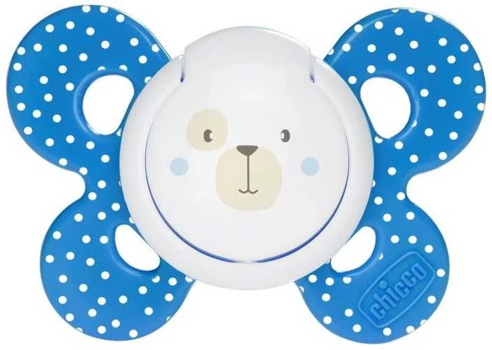CHICCO Ortodontinis žindukas PHYSIO COMFORT su sterilizavimo dėklu, 6-12M, Iš "Mum effect" silikono