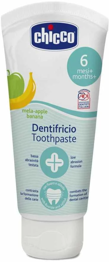 Chicco Dantų pasta vaikams nuo 6 mėn., bananų-obuolių skonio, 50ml