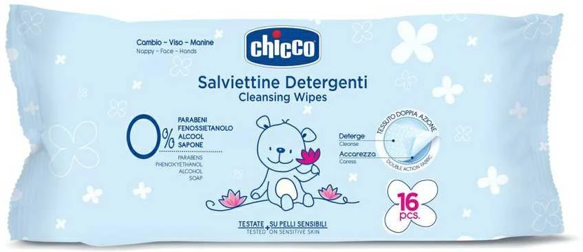 CHICCO Valomosios servetėlės, 16 vnt.