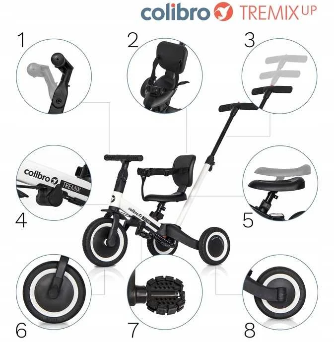 Balansinis dviratukas/triratukas Colibro Tremix Up, Rožinės spalvos