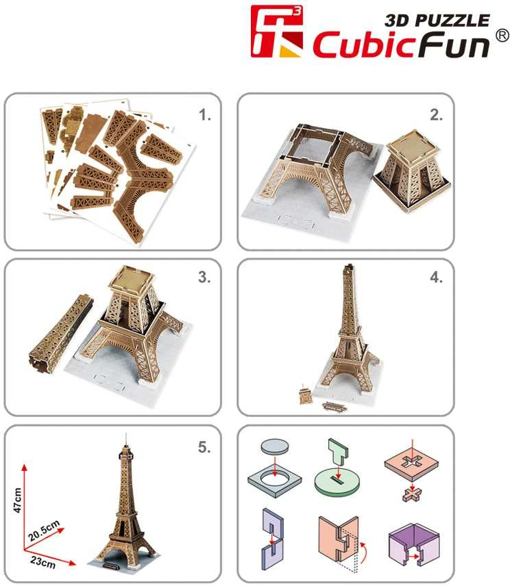 CUBICFUN 3D dėlionė „Eifelio bokštas“