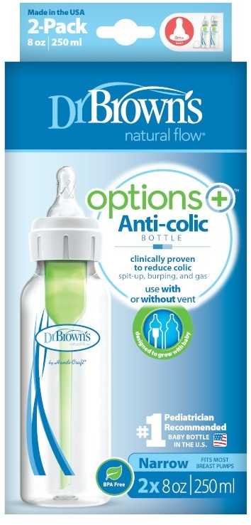 Dr Brown's Dr.Brown's Anticolic buteliukas Options + siauras 2x250ml plastikas