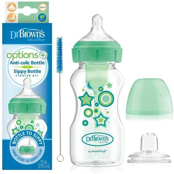 Dr. Brown's Options+ 270ml buteliukas su žaliomis detalėmis
