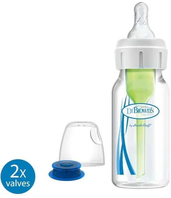 DR. BROWN'S buteliukas siauru kakleliu su spec. paskirties vožtuvu, 120ml