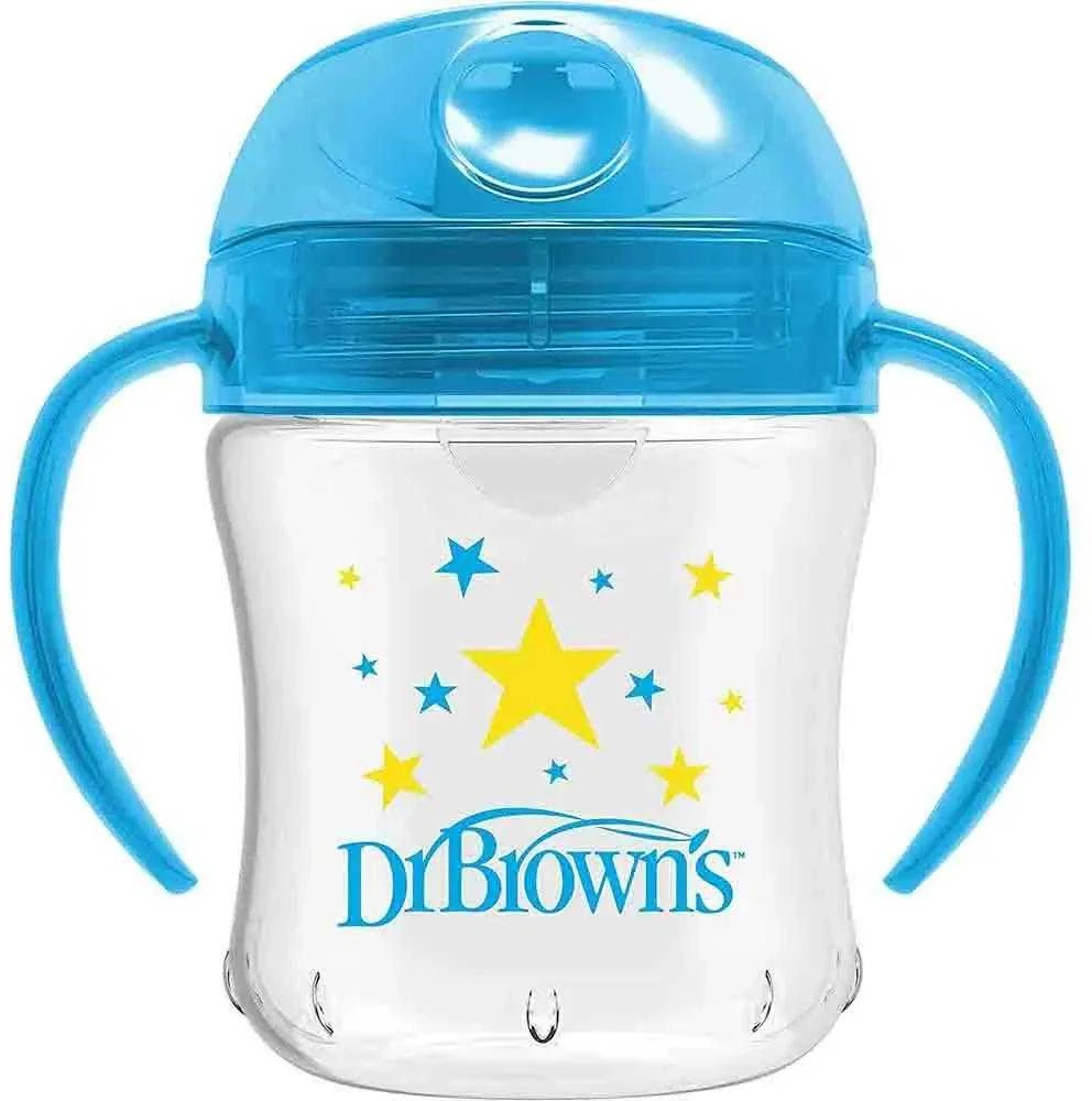 DR. BROWN'S 180 ml mokomoji gertuvė su rankenėlėmis Mėlynas, 6+ mėn.