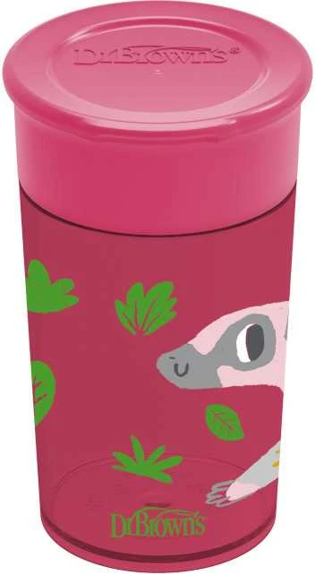 DR. BROWN'S 360 Tumbleris puodelis be snapelio, rožinis, be rankenos, 300 ml