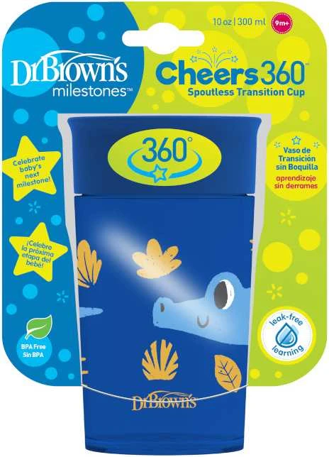 DR. BROWN'S 360 Tumbleris puodelis be snapelio, rožinis, be rankenos, 300 ml