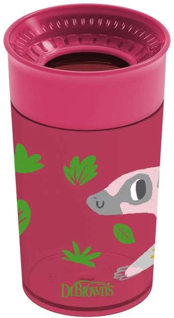 DR. BROWN'S 360 Tumbleris puodelis be snapelio, rožinis, be rankenos, 300 ml