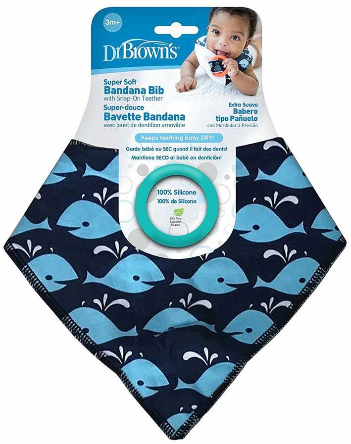 DR. BROWN'S seilinukas kaklaskarė su silikoniniu kramtuku WHALE