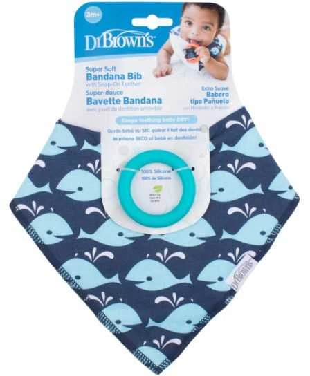 DR. BROWN'S seilinukas kaklaskarė su silikoniniu kramtuku WHALE