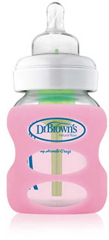 DR. BROWN'S silikoninė rankovė stikliniam 150 ml plataus kaklelio buteliukui, rožinė