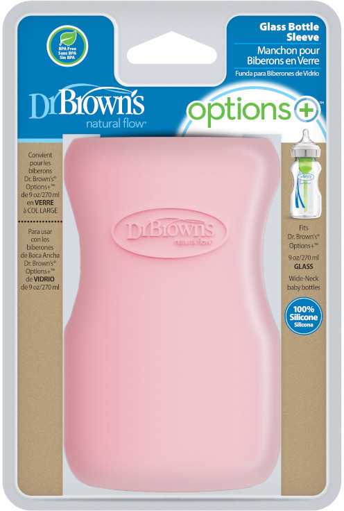 DR. BROWN'S silikoninė rankovė stikliniam 270 ml plataus kaklelio buteliukui, rožinė