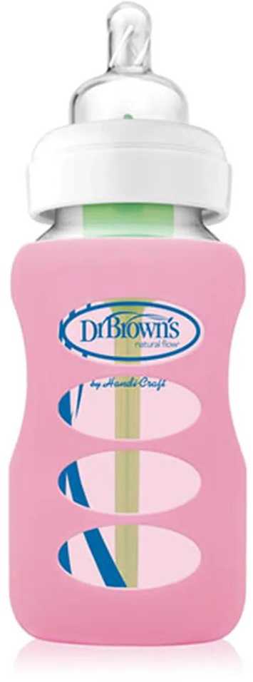 DR. BROWN'S silikoninė rankovė stikliniam 270 ml plataus kaklelio buteliukui, rožinė