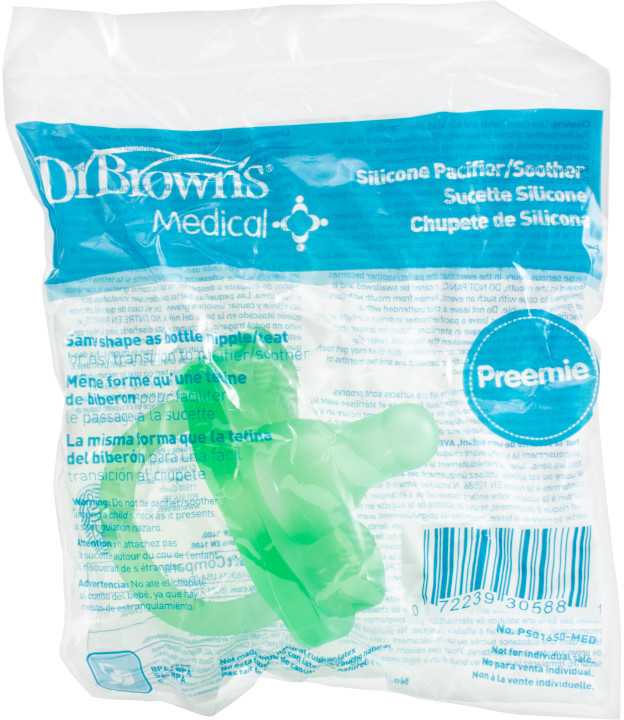 DR. BROWN'S vientisas čiulptukas neišnešiotiems kūdikiams, silikoninis, PS01650-MED